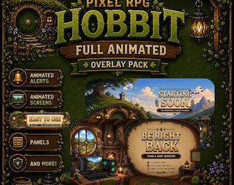 Hobbit Pixel RPG Stream Overlay Animated Pack l Cozy RPG Room Twitch Overlay l Fantasy Pixel Stream OBS