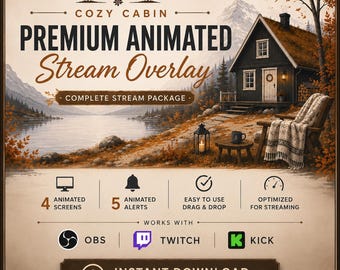 Cottage House Animated Stream Overlay Package | Autumn Forest Cabin Twitch Overlay | OBS, Kick, Streamlabs