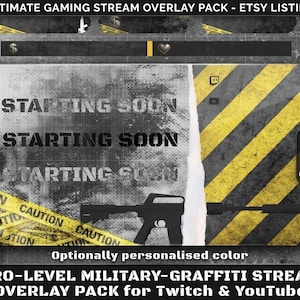 Tactical Shooter Twitch Overlay, Military FPS Stream Package, Warzone Inspired Webcam Border for OBS, Dark Shooter Black Ops Gamer Assets