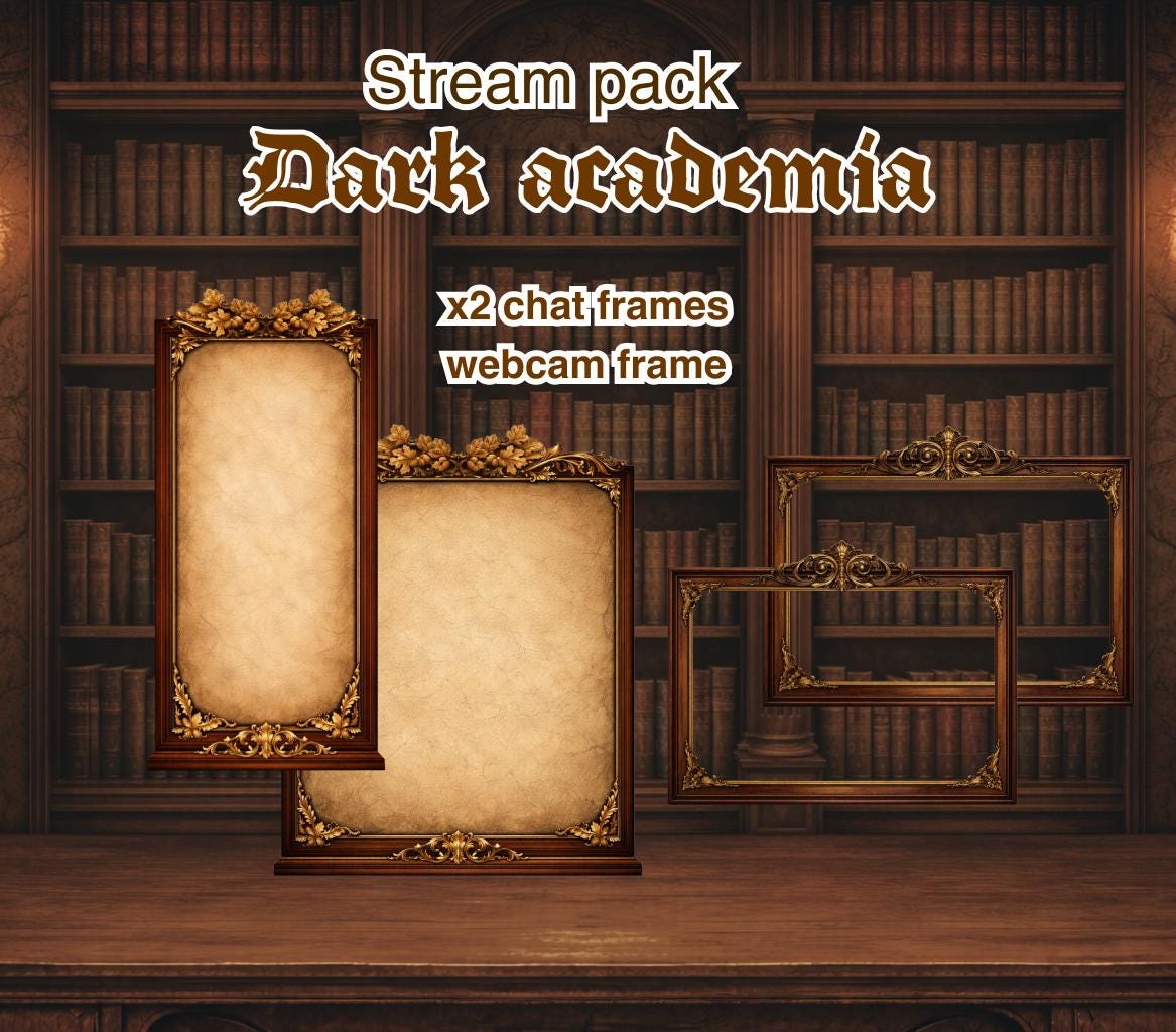 Image Library Overlay Dark Academia Twitch Overlay Pack | Victorian Gothic Library Stream ...
