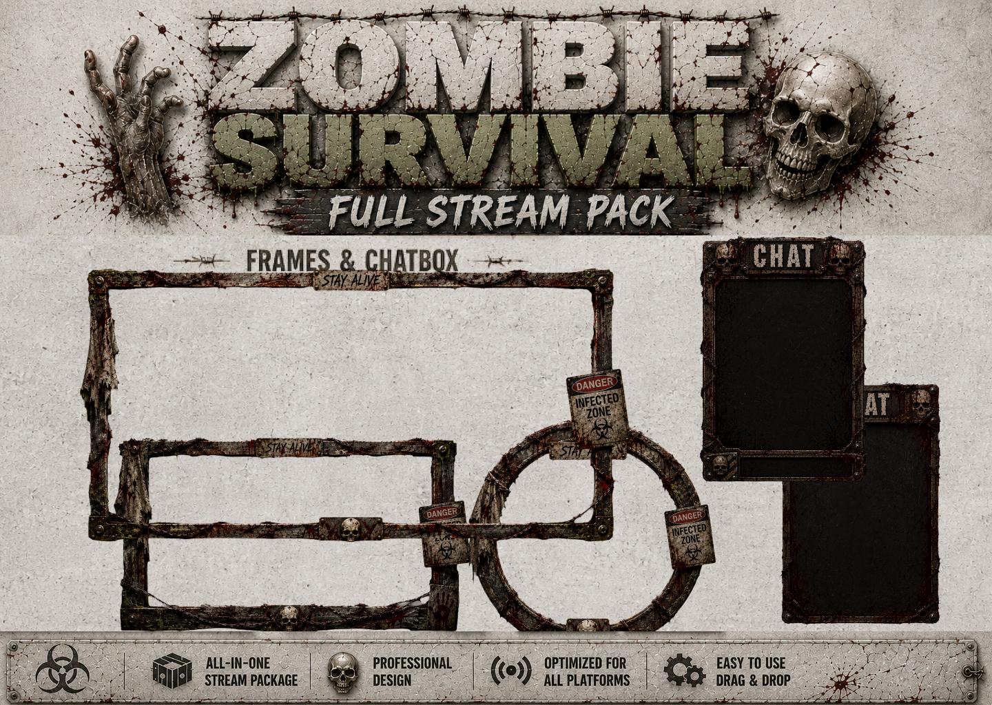Zombie Stream Overlay Pack | Horror Stream Graphics Bundle | Post ...