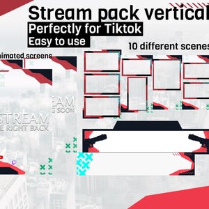 Pakiet nakładek na strumieniową strzelankę pionową TikTok LIVE, czarno-czerwony animowany ekran Reels Shooter Design FPS Valorant