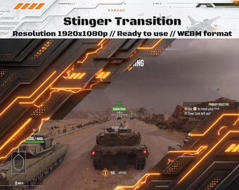 Transición de mechas de ciencia ficción para streamers / Transición de escena futurista cyberpunk naranja y negra lista para usar en OBS y Streamlabs WEBM.