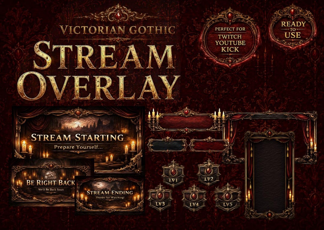 Victorian Gothic Stream Overlay Bundle | Dark Vampire Aesthetic for ...