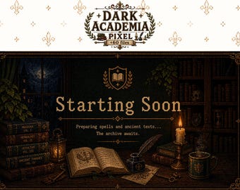 Paquete Mega de Superposiciones Animadas de Dark Academia para Streaming / Gráficos Góticos Vintage para Twitch / Estética Pixelada Acogedora de Biblioteca, Pantallas Animadas