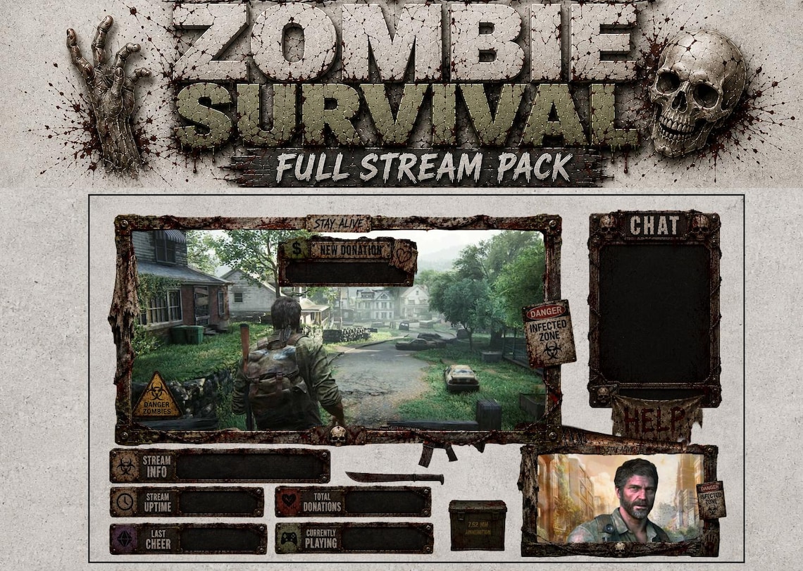 Zombie Stream Overlay Pack | Horror Stream Graphics Bundle | Post ...