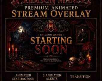 Vampire Castle Twitch Overlay Pack | Crimson Manor Animated Stream Overlay | Gothic Dark Castle Assets Obs Kick Youtube