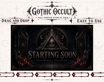Paquete Mega de Superposiciones Animadas Góticas y Ocultistas para Twitch / Paquete de Transmisiones con Estética Oscura y Ojo de Bruja / Superposiciones, Pantallas y Alertas para Vtuber en OBS