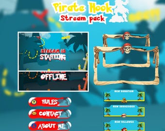 Pirate Cartoon Stream Overlay , Sea of Thieves Assets for OBS, Nautical Stream Scenes, Pirate Ship Twitch Streamer Bundle