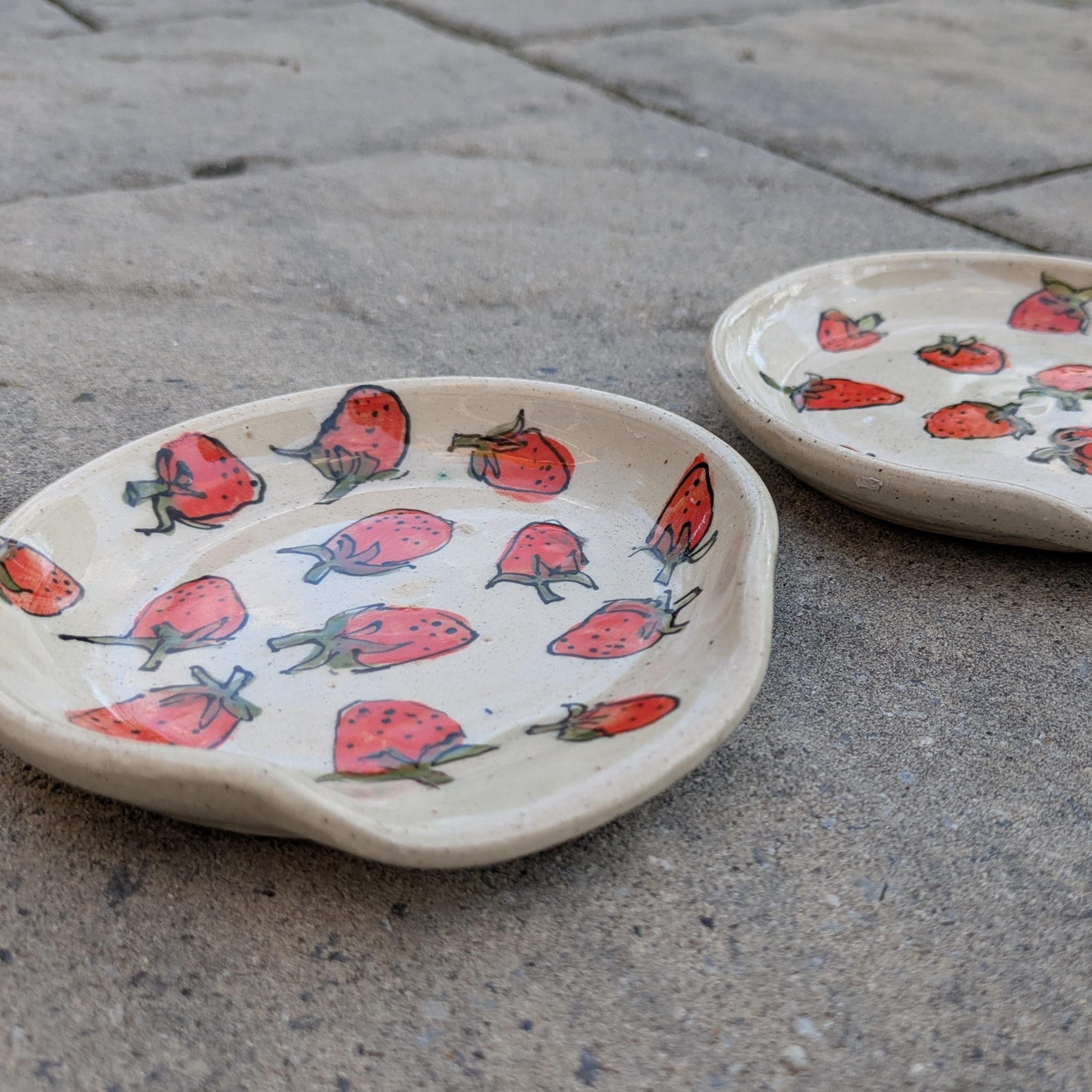 Ceramic Spoon Rest | Handmade Strawberry Kitchen Decor | Hand Painted Pottery | Housewarming Gift