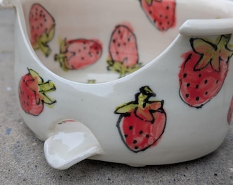 Ceramic Sponge Holder, Hand Painted Kitchen Sink Caddy | Cottagecore Floral Pottery | Handmade Kitchen Decor