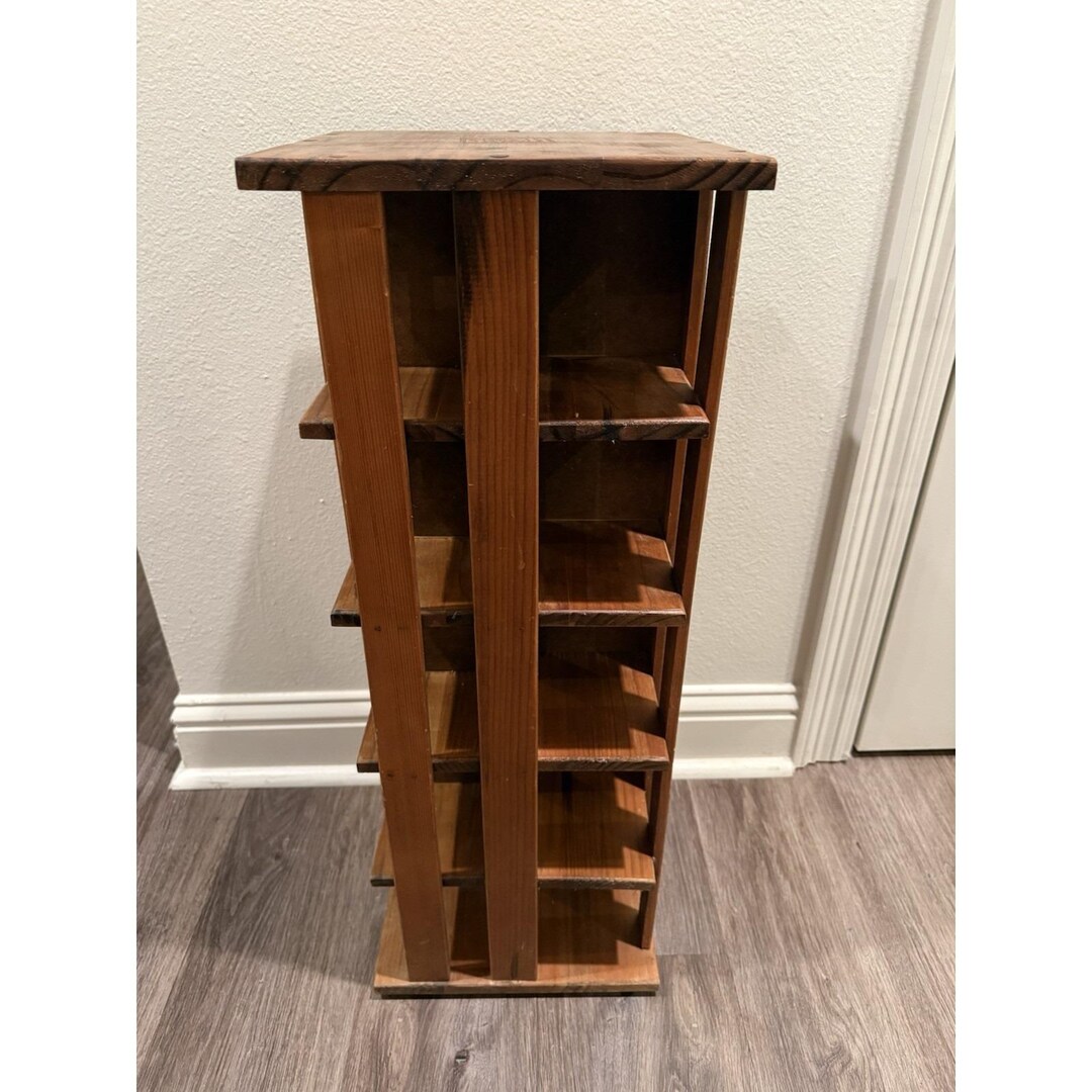 Vintage Rotating Napa Valley Wood 200 CD Holder Rack Storage Large 29 ...