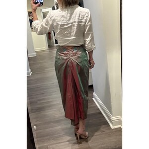 Vtg 90s Y2K Free People Silk Floral Embroidered Iridescent Midi Bussell Skirt image 6