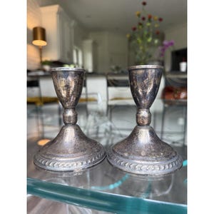 Sterling Silver Candlestick Pair - Etsy