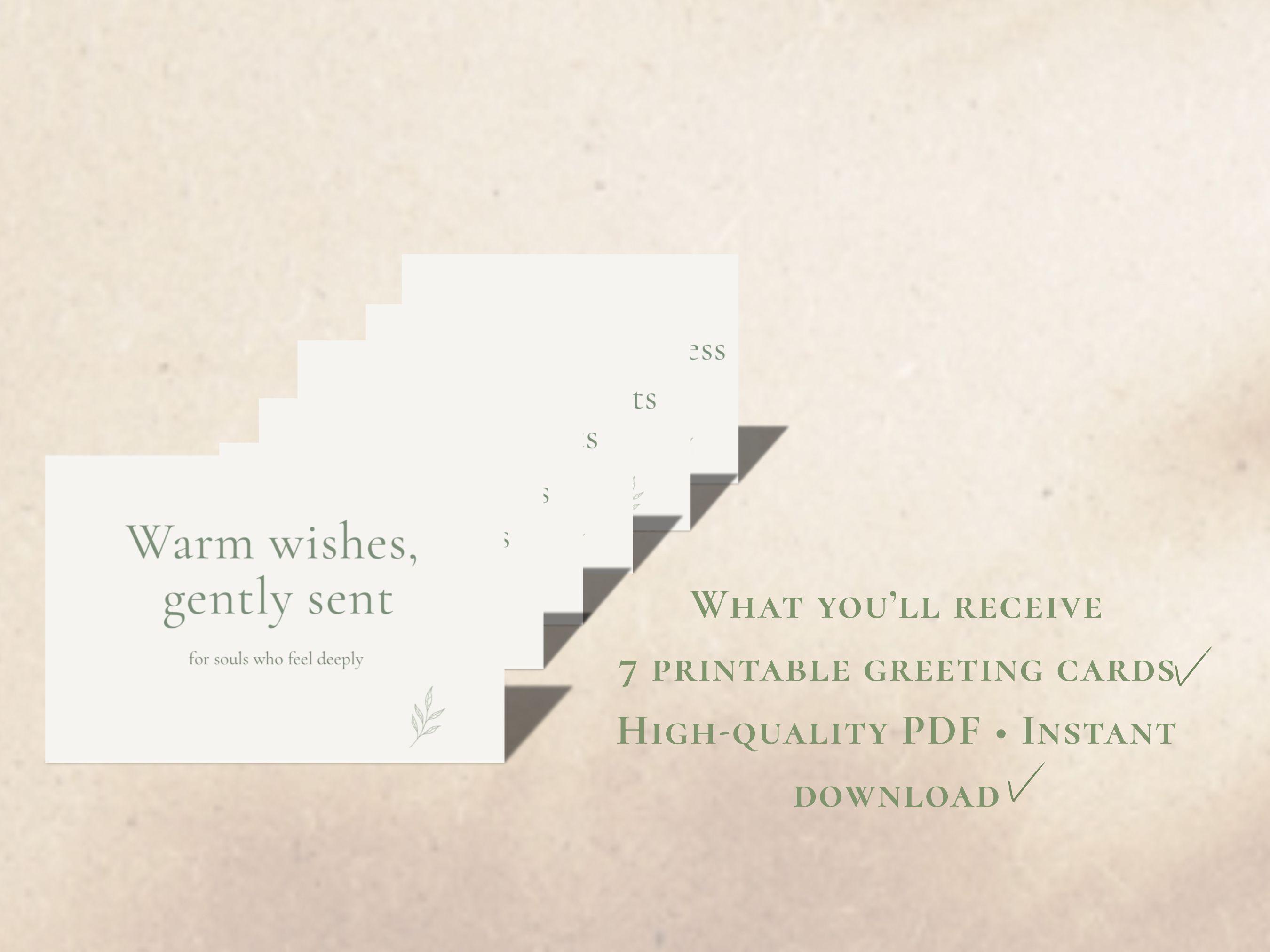 Small Winter Card Minimal Winter Greetings Cards| Printable Template | Soft Neutral Cards ...