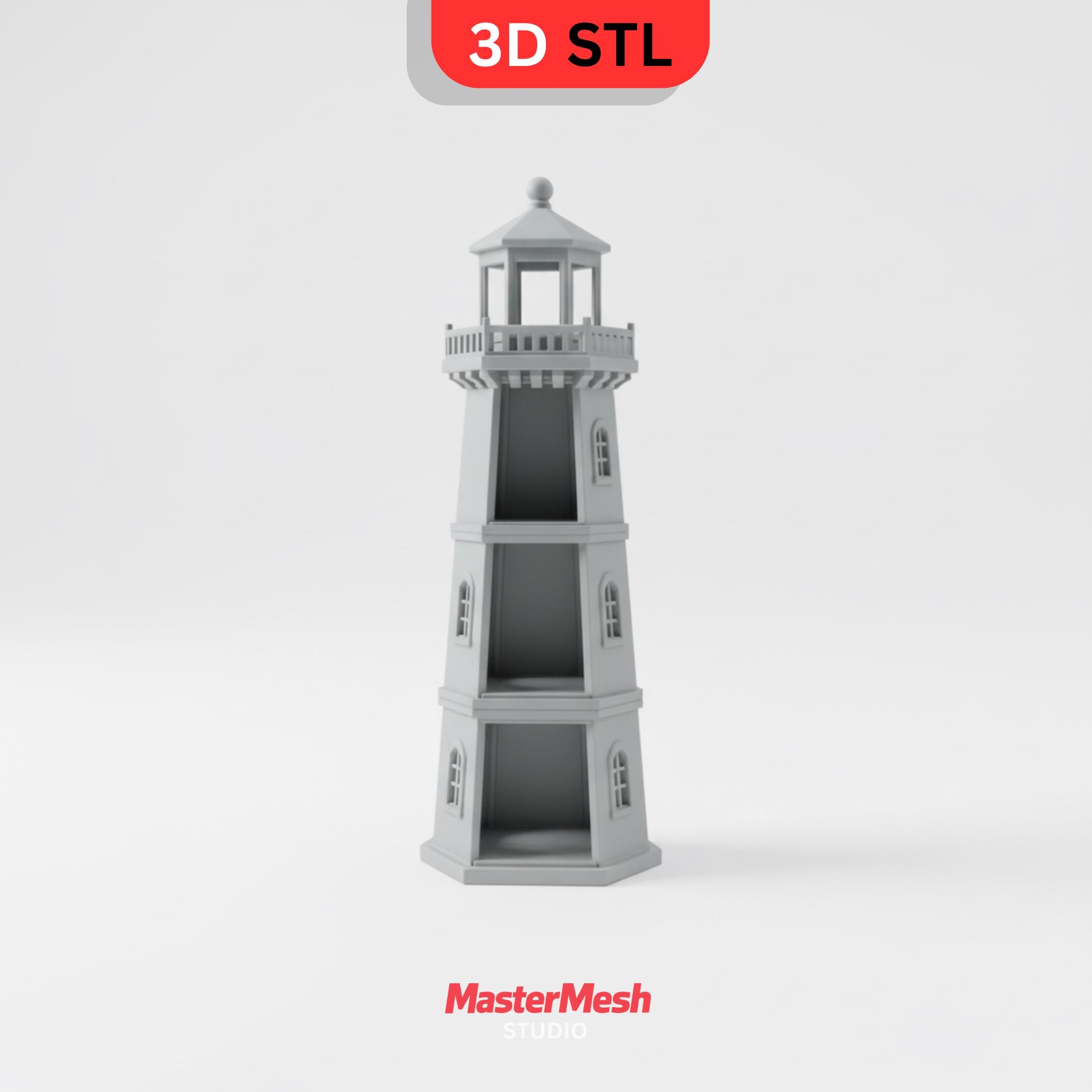 South Stack Lighthouse Model Kit 3-piece Stackable Lighthouse Dollhouse Kit | Miniature 3D Printable ...