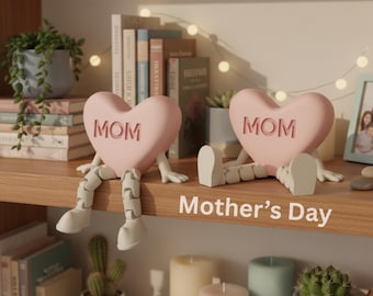 Articulated Heart MOM Figurine STL File | Mother's Day Desk Decor (Digital Download)