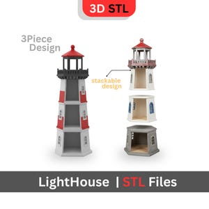 3-Piece Stackable Lighthouse Dollhouse Kit | Miniature 3D Printable Model (STL Files)