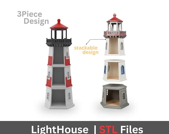 3-Piece Stackable Lighthouse Dollhouse Kit | Miniature 3D Printable Model (STL Files)