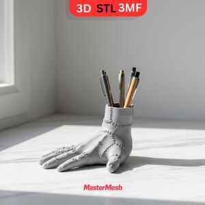 Sydd handpennhållare för 3D-utskrift, gotisk skrivbordsorganisatör (STL/3MF) bild 4