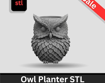 Owl Planter STL File | Owl Vase 3D Print | Animal Plant Pot | Printable Owl Planter | Succulent Pot STL