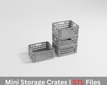 Mini Stackable Storage Crates STL File | Perforated Basket Organizer (Digital Download)