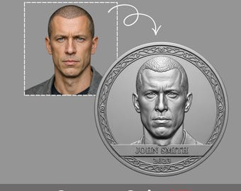 Custom Portrait Coin STL – 3D Printable Medallion Design (Digital Download)