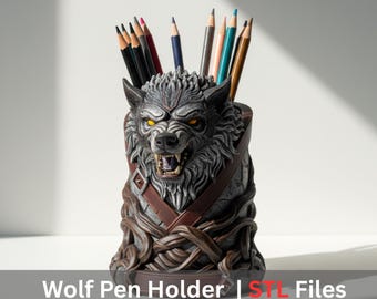 Wolf Pencil Holder STL | Fantasy Gothic Desk Organizer (Digital Download)