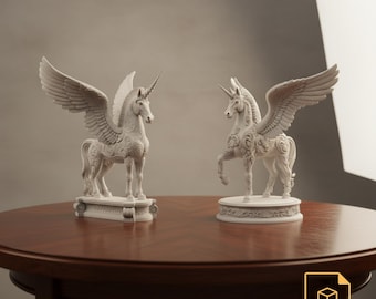Winged Unicorn Pegasus STL – Fantasy 3D Printable Statue Set (Digital Download