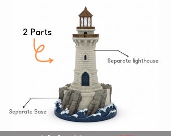 Modello STL dettagliato del faro – Scena costiera stampabile in 3D (2 parti)