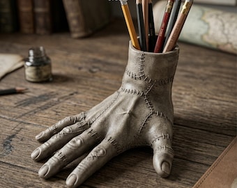 Stitched Hand Pencil Holder 3D Print File, Gothic Desk Organizer (STL/3MF)