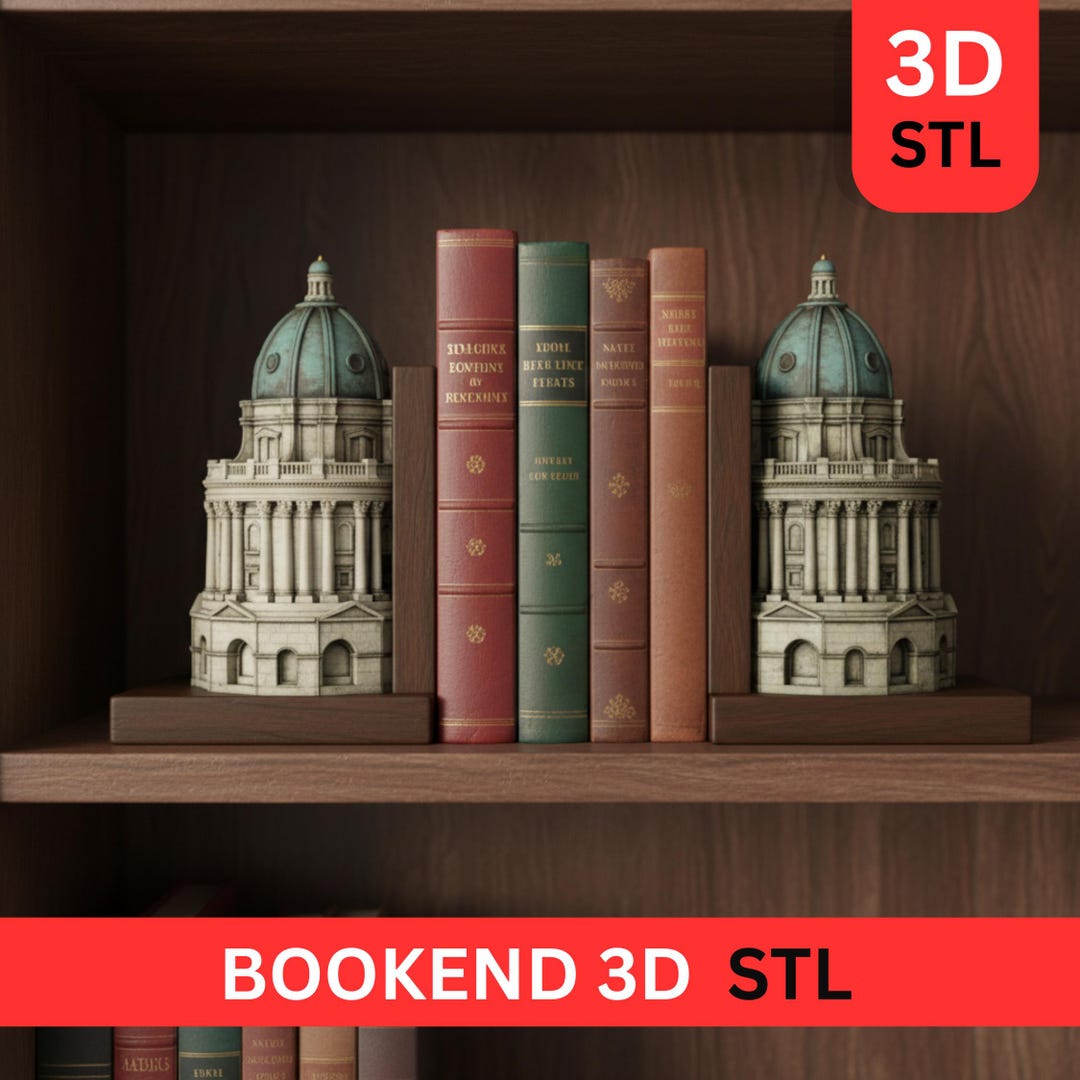 Building Bookends Architectural Dome Bookend STL – Classical Building 3D Print File ...