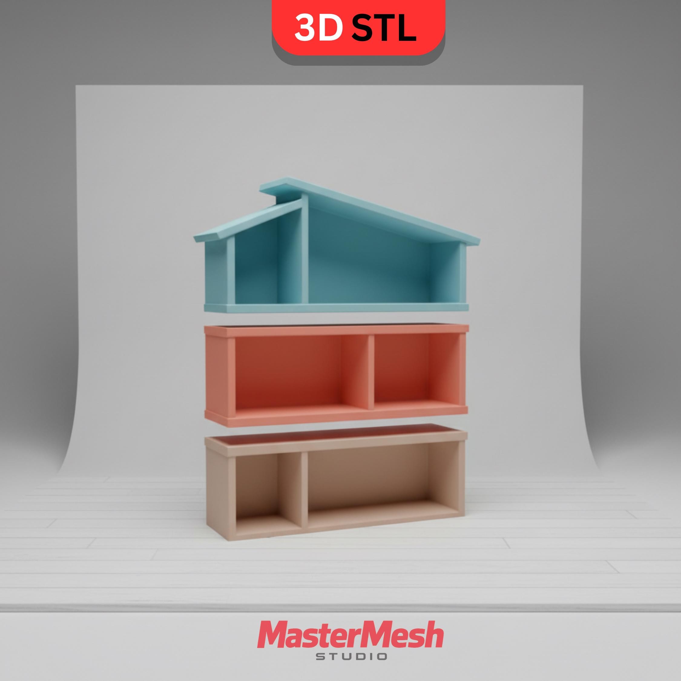Miniatures Stackable Stl Modular Dollhouse STL – Stackable 3-part Miniature House (digital ...