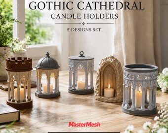 Portacandele stile cattedrale gotica / 5 modelli, lanterne a LED per lumini (download digitale)
