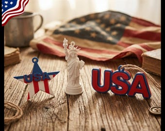 4th of July USA Ornaments STL | Independence Day Decor | STL 3MF Bundle