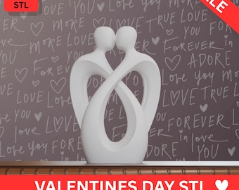 Abstract Couple Statue STL | Valentine’s Day Love Sculpture | Romantic Modern Couple 3D Print | Home Decor Gift