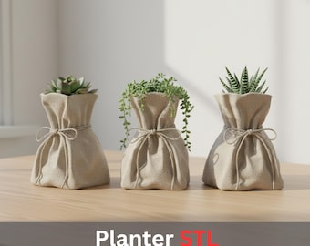 Sack Planter STL File – Burlap Bag Style, Modern Home Decor (Digital Download)