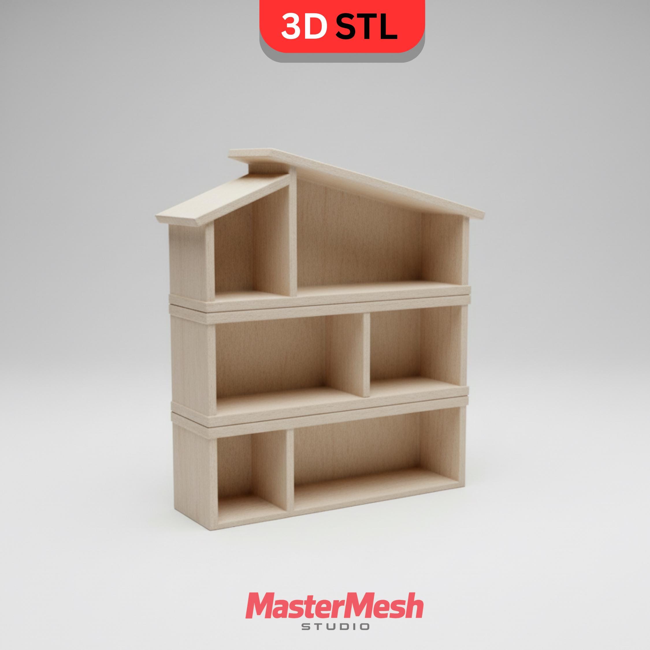 Miniatures Stackable Stl Modular Dollhouse STL – Stackable 3-part Miniature House (digital ...