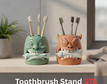 Funny Monster Toothbrush Holder STL – 3D Printable Bathroom Organizer Stand
