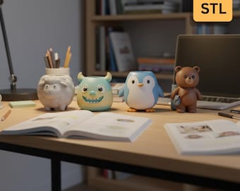 Animal Pencil Holder STL | 3D Printable Kids Desk Organizer