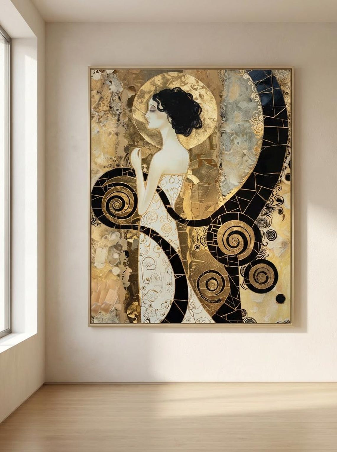 Gustav Klimt Inspired Golden Woman Canvas Print – Art Nouveau Gold ...