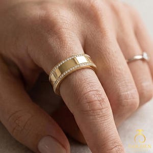 Funda para anillo Oura de oro macizo de 14 quilates, generación 5 / Funda para anillo inteligente de moissanita y diamantes / Envoltura y accesorio para anillo Oura de diamantes / Aro para anillo de generación 5