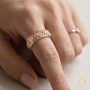 14K Solid Gold Oura Ring Cover Gen 5 | Moissanite Smart Ring Jacket | Interlocking Geometric Oura Wrap | Pink Stone Gen 5 Ring Huggie