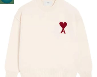 Herz Ein Knit AMI Paris Pullover || Minimalistisches Herz Pullover || Unisex Streetwear