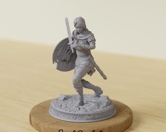 Mänsklig krigare Miniatyr 28 mm 32 mm | DnD Pathfinder | Svärd & Sköld Krigare | Bordsrollspel TTRPG