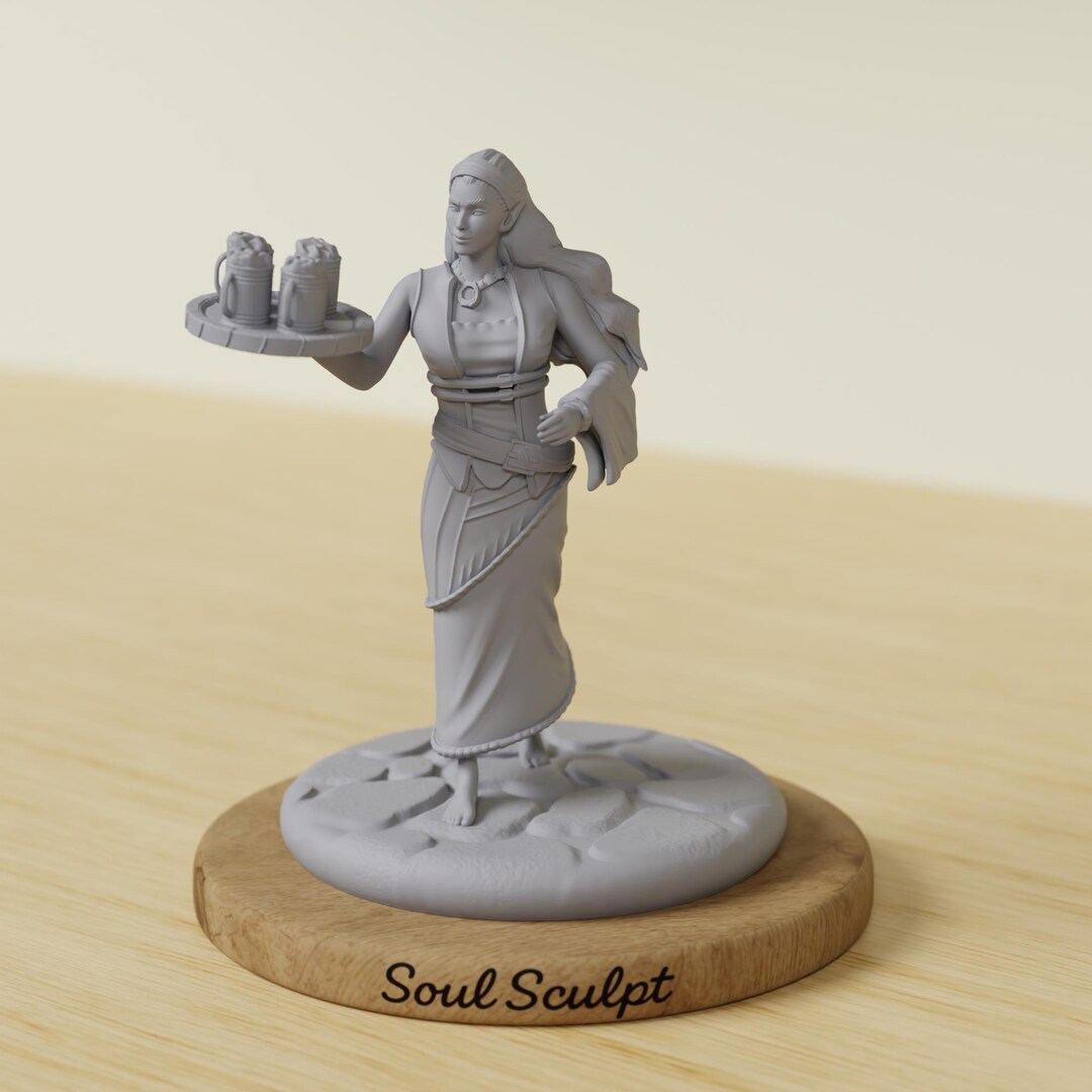 Elf Innkeeper Half-elf Barmaid | Tavern NPC Innkeeper | 28mm 32mm 38mm | Tabletop RPG ...