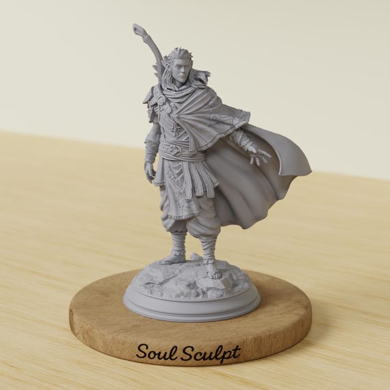 Ranger Archer Mini | Elf Scout Tracker | 28mm 32mm 38mm | Tabletop RPG Miniature | Fantasy Mini | Pathfinder Mini