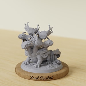 Axolotl Hydra | Flerhuvudsmonster | Bords-RPG-miniatyr | TTRPG | DnD D&D | Pathfinder | Fantasymonstermini