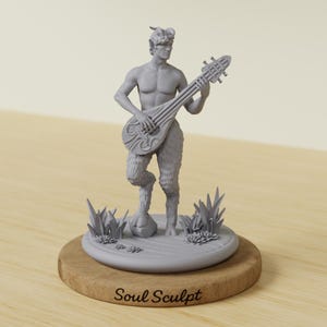 サテュロスの吟遊詩人ミニチュア｜ファウヌスの音楽家｜28mm×32mm×38mm×75mm｜テーブルトップRPG｜D&Dパスファインダー