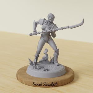 Kriegsgeschmiedete Samurai Miniatur | Konstrukt-Kriegerin | 28mm32mm38mm | Tabletop RPG DnD Pathfinder Kämpfer Mini